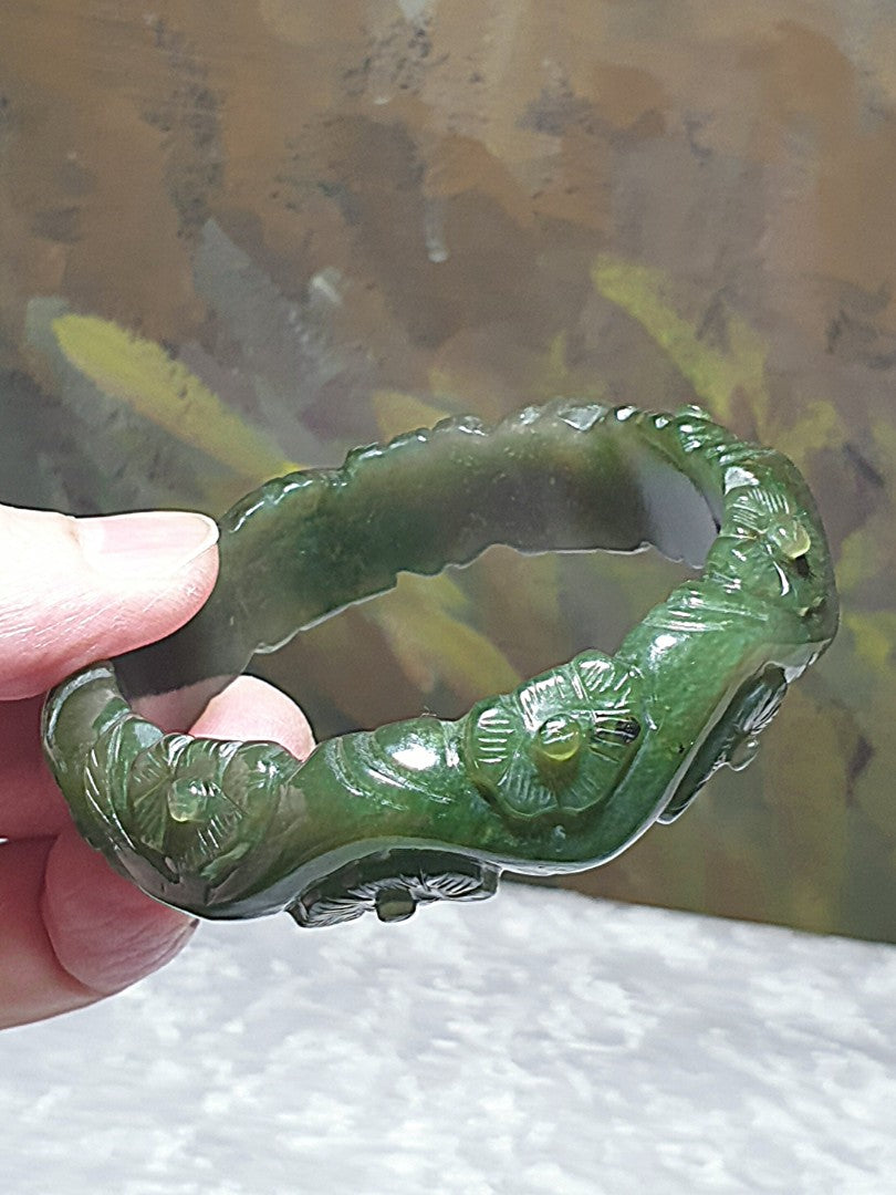 Chinese Finely Carved Green Jade Bangle Bracelet, Vintage Green Jade  Bracelet, Vintage Jade - Etsy